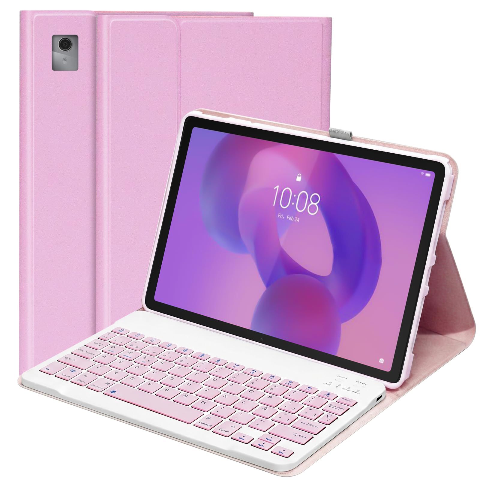 XNIWBAI Funda Teclado para Lenovo Idea Tab 11 11 Pulgadas 2025, Español Ñ | Teclado Lenovo Idea Tab 11 (TB336FU/TB336ZU), Magnético Funda Tablet Lenovo Idea Tab 11 con Soporte para Lápiz, Rosa