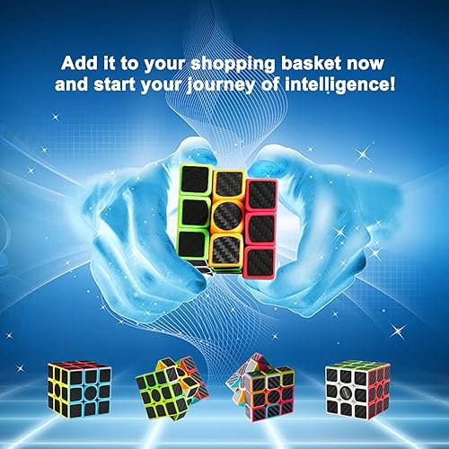 Miniatura 15 de CFMOUR Paquete de 2 cubos de velocidad de 3 x 3, cubo mágico rápido para niños, cubos de fibra de carbono suaves, juguetes de rompecabezas