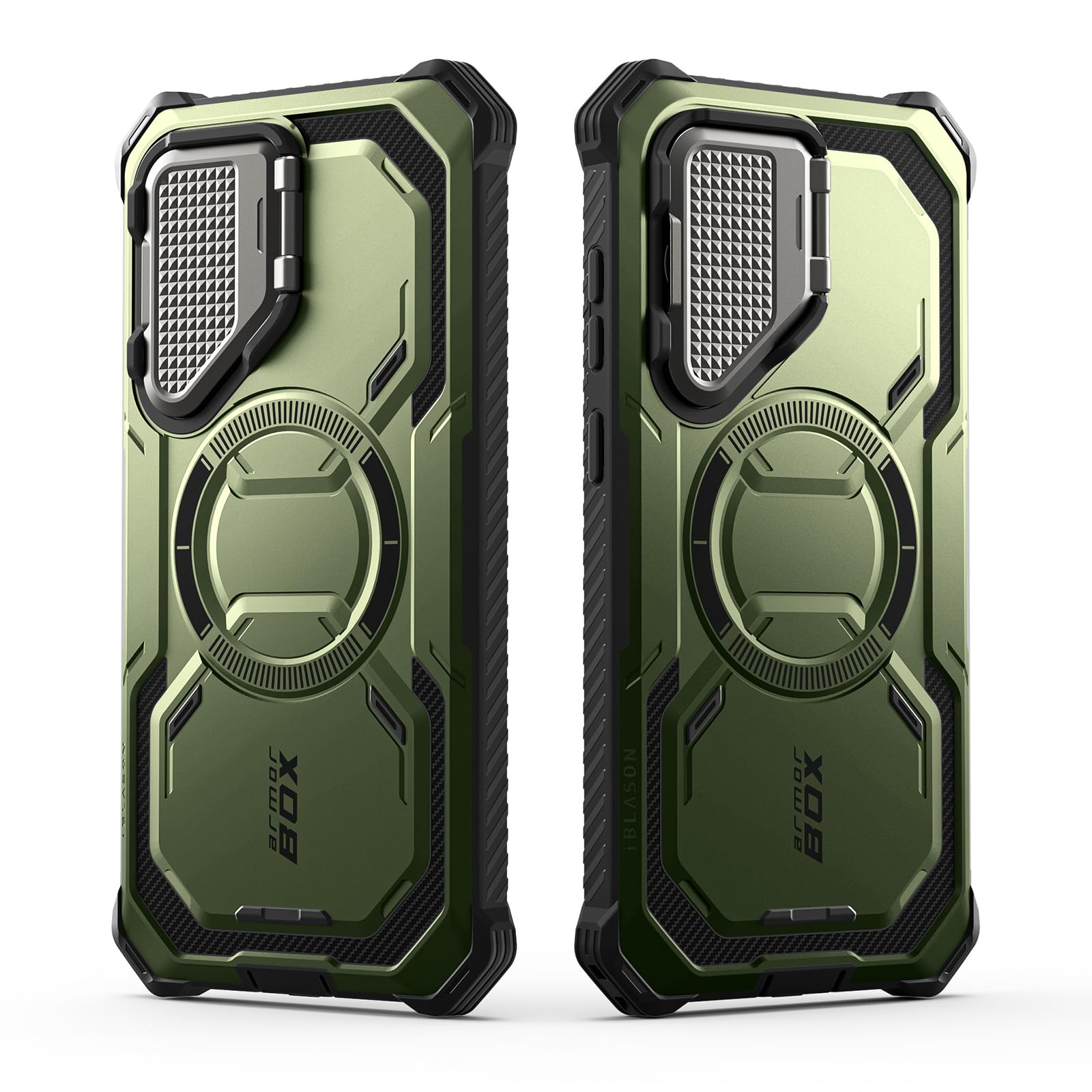 i-Blason Armorbox für Samsung Galaxy S25 Hülle Magsafe mit Kameraschutz Bumper Case 360 Grad Handyhülle Robust Schutzhülle mit Displayschutz und Ständer für Galaxy S25 2025 (Grün)