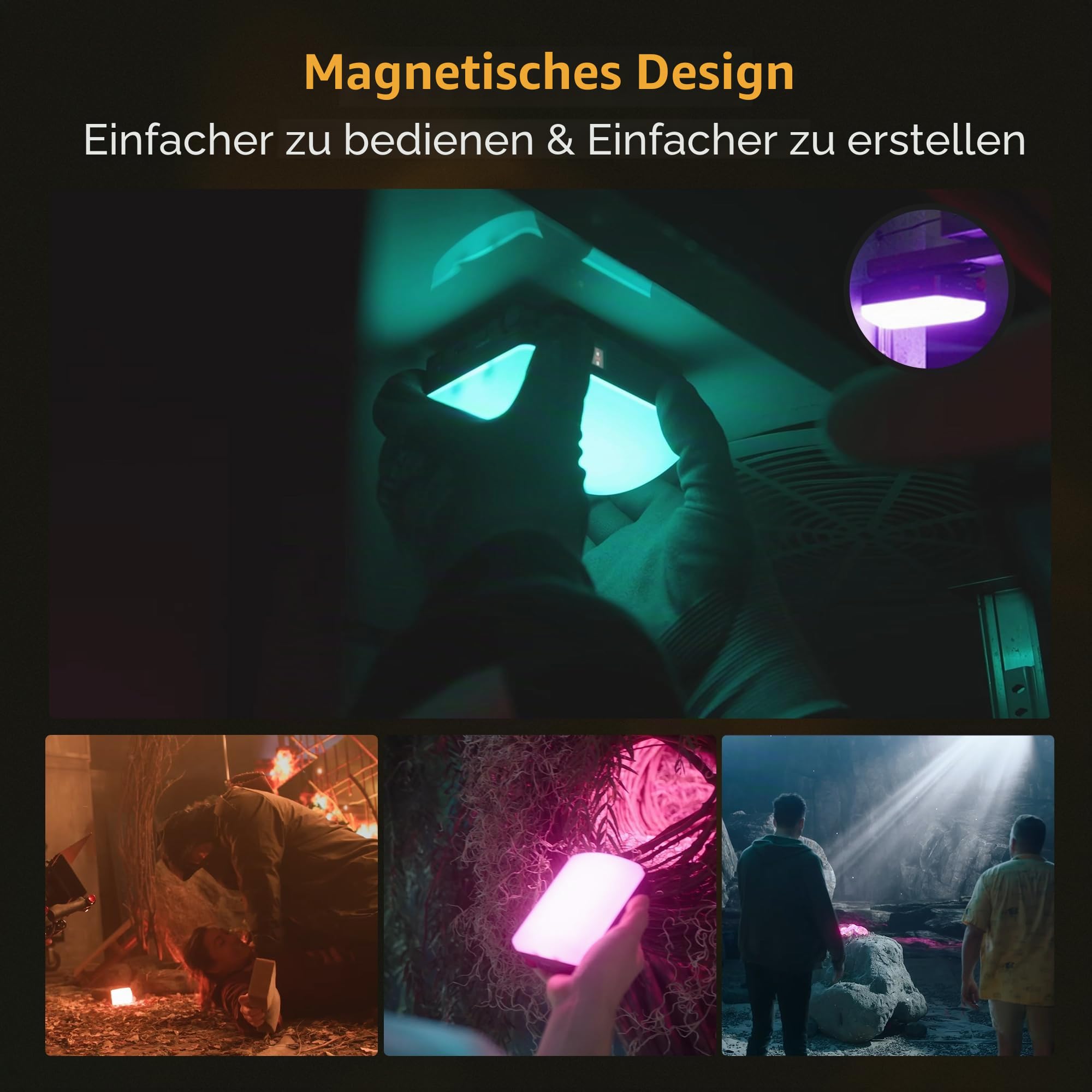 Aputure MC Pro RGBWW Videolicht, 5 W, hohe Helligkeit, 1585 Lux bei 0,5 m, 2000–10000 K, verstellbare magnetische Anziehungskraft und IP65 wetterfest für Fotografie, Videofilmer