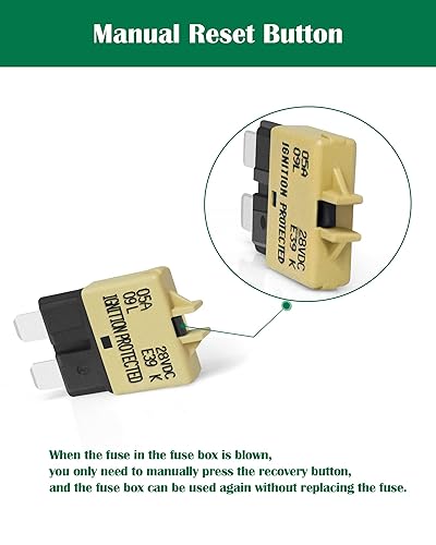 Miniatura 3 de Fusible reiniciable ATCATO automotriz de 5 amperios 5A Restablecimiento manual de hoja estándar fusibles de 5 amperios Disyuntor de reinicio manual