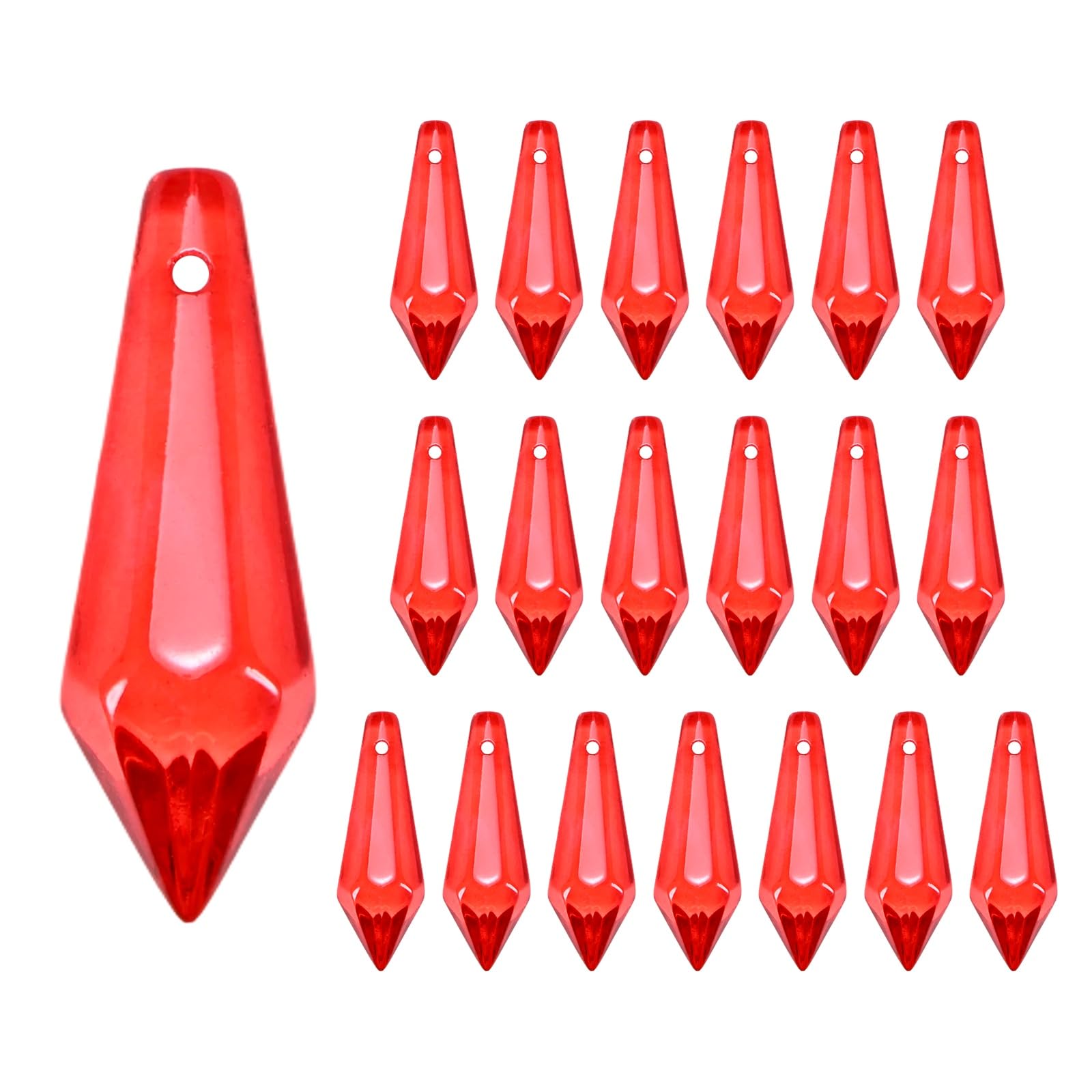 M METERXITY 20-Pack Crystal Icicle Prisms, 34mm/1.34 Inch Chandelier Pendant Maker Hanging Crystals Chandelier Prisms for Home/Windows/Garden/DIY Decoration[Dark Red]