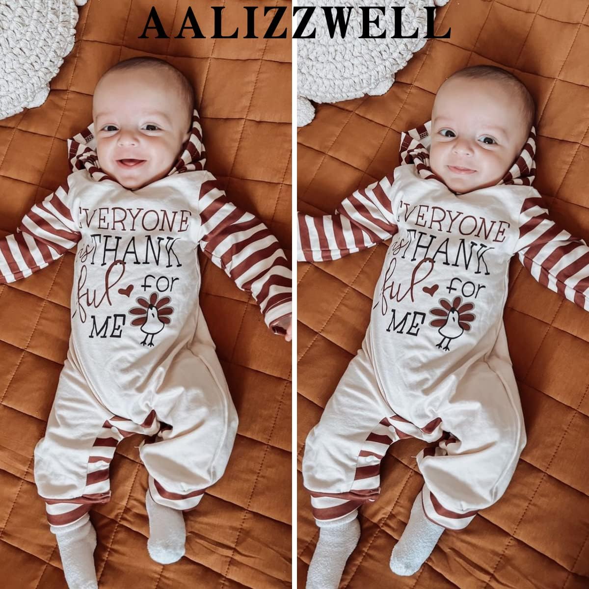 Aalizzwell Baby Halloween Outfit First Halloween Hooded Romper One-Piece Jumpsuit for Toddler Boys Girls