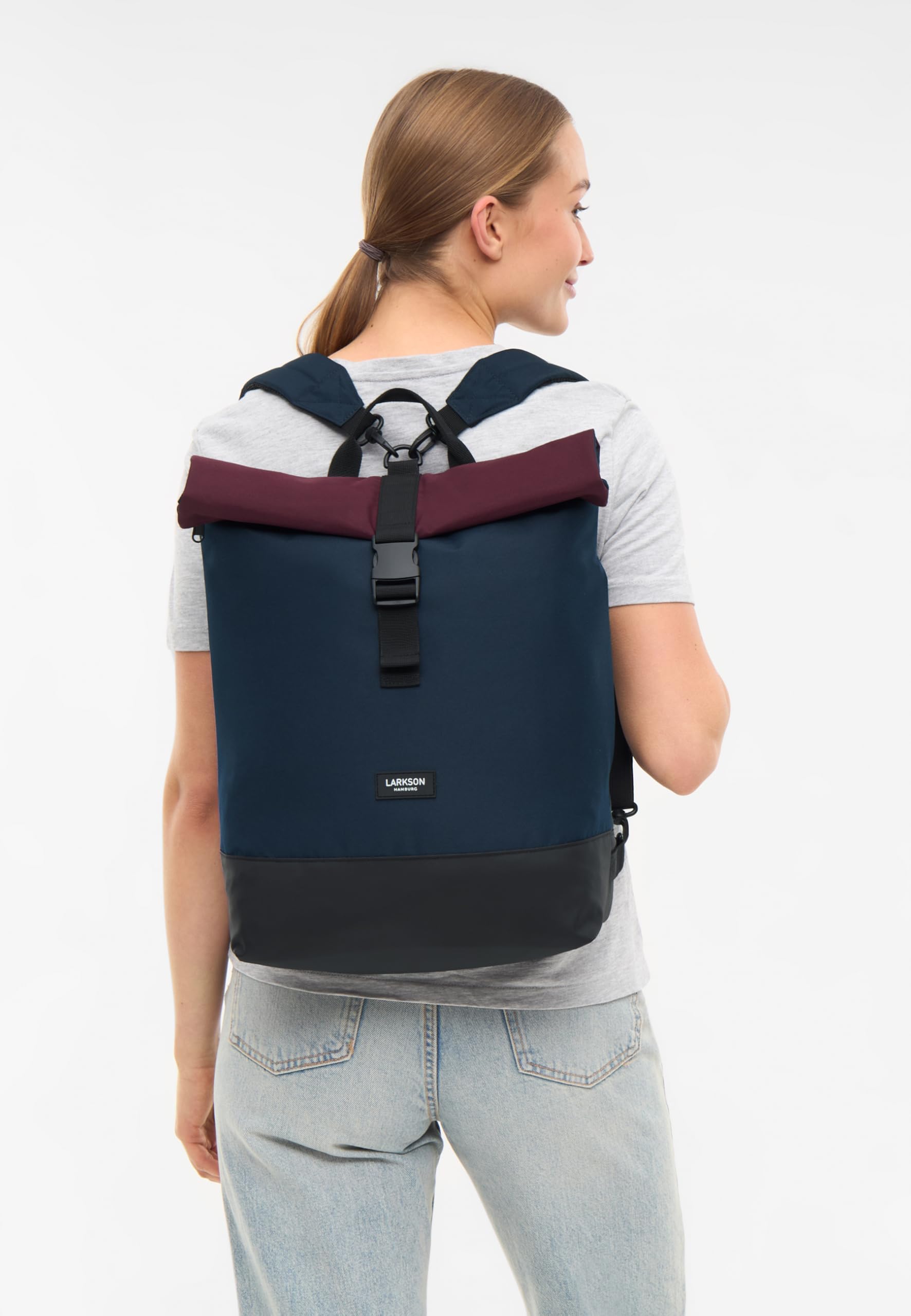 LARKSON Borse Bici Posteriore Laterali Blu Rosso - Tammo Bike - Zaino e Borsa Laterale 2 in 1 per la Bici, Realizzati con Materiale Riciclato - Idrorepellente