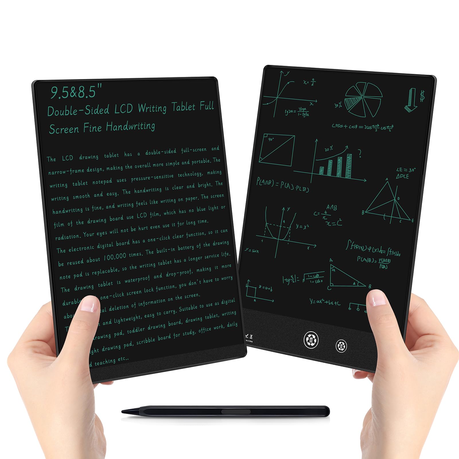 LCD Writing Tablet for Adult: Double-Sided 9.5&amp;8in