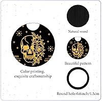 Vista 3 de CREATCABIN 4 piezas de calaveras Planchette Spirit Board soporte de cristal de madera, mini esfera de cristal, soporte de exhibición de bruja