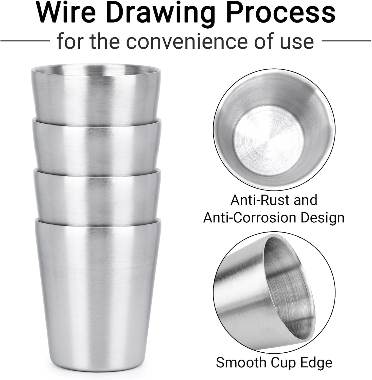 Beasea Stainless Steel Cups 8.8 oz, 4 Pack Small Stainless Steel Tumbler Bulk Stackable Insulated Mini Cups for Drinking Double Wall Metal Glasses Tin Cups for Office Home Party Camping - Image 4