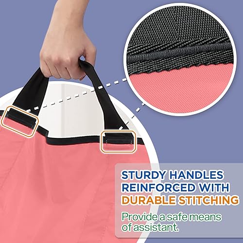 Miniatura 16 de Almohadilla de cama de posicionamiento con asas reforzadas, asistente de hoja de transferencia de pacientes de 48 x 40 pulgadas para levantamiento