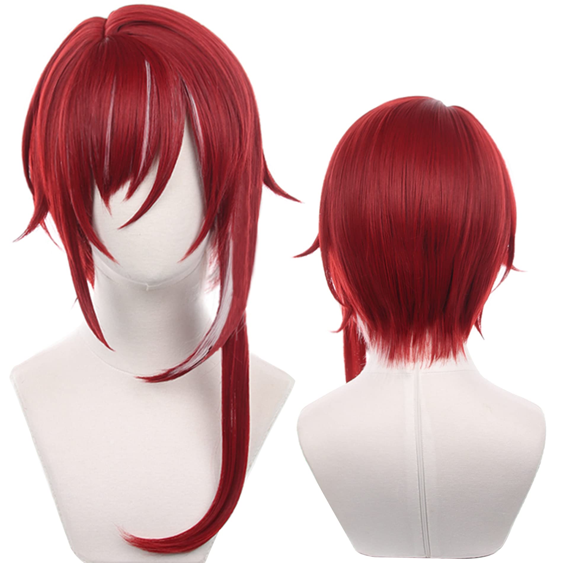 Red Highlight White Long Wig for Anime with Heat Resistant Fiber Synthetic for Women Men Halloween Comic Con Cos Role Replacement Wigs