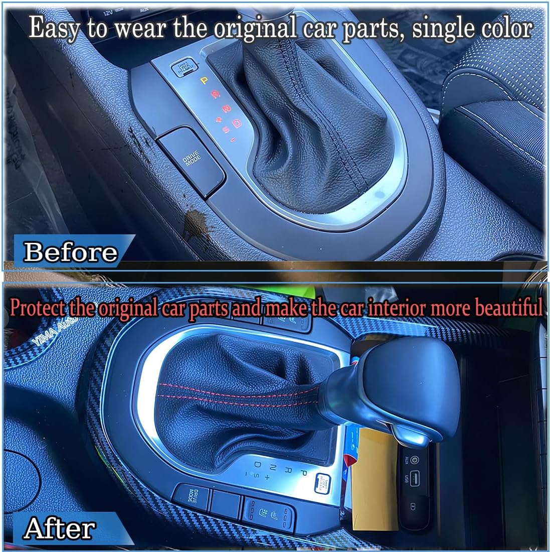 MUXEE Inner Center Console Gear Shift Panel Cover Trim for Kia Forte K3 2019 2020 2021 2022 2023 2024 - ABS Carbon Fiber Sport Interior Accessories