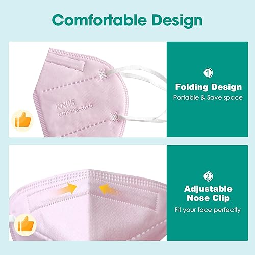 Miniatura 20 de KN95 Máscaras faciales, Negro, máscaras de seguridad con 5 capas para polvo con filtro de eficiencia ≥95% transpirable, bucles elásticos