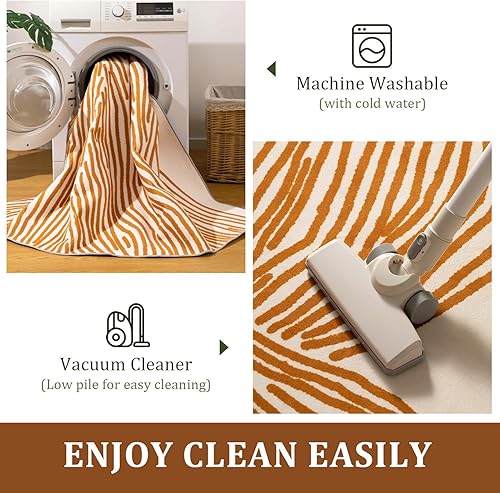 Miniatura 32 de YIHOUSE Alfombras de área de 5 x 8 pies, alfombra lavable abstracta, moderna alfombra blanca y negra para dormitorio, sala de estar, comedor, Modern