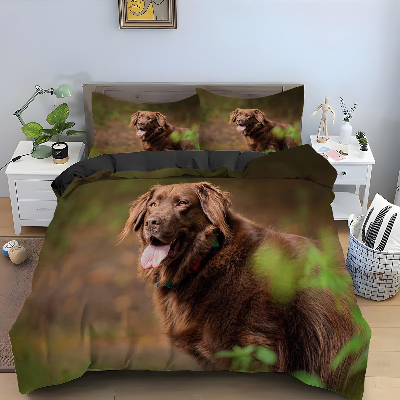 Housse de couette 160x200 Retriever avec fermeture éclair anti-glisse