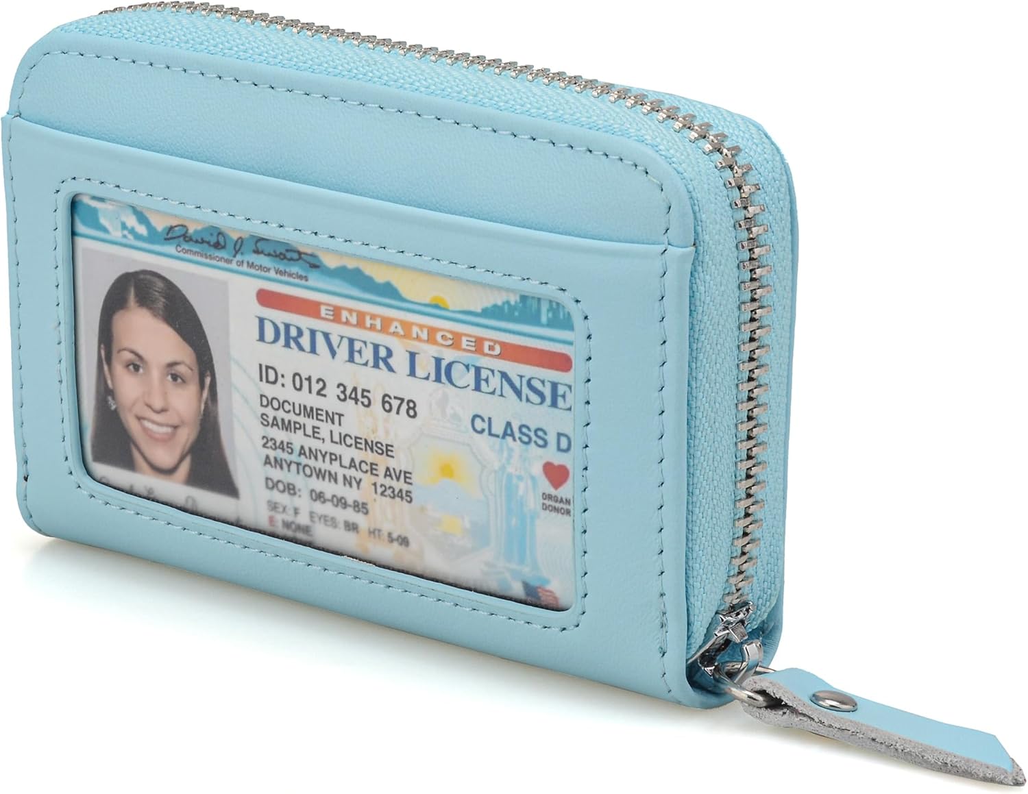 Wallet for Women,Slim RFID Blocking Credit Card Holder with ID Window,Double Zipper Compact Purses for Women with Coin Pocket