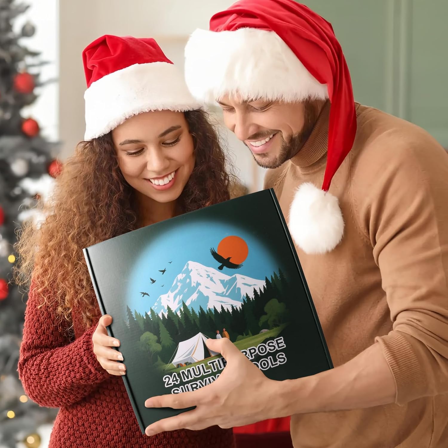 Survival Kit Advent Calendar 2025, 24 Days Survival Tools Christmas Countdown Calendar for Adult Men Teen Xmas Surprise Gift for Outdoor Enthusiasts