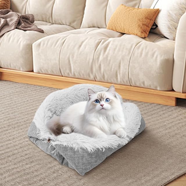 Foto 5 de 7 de GOEDCH - Alfombra para gatos lavable, 61 x 51 cm, 2 en 1 de felpa, suave, cojín para gatos y perros pequeños…