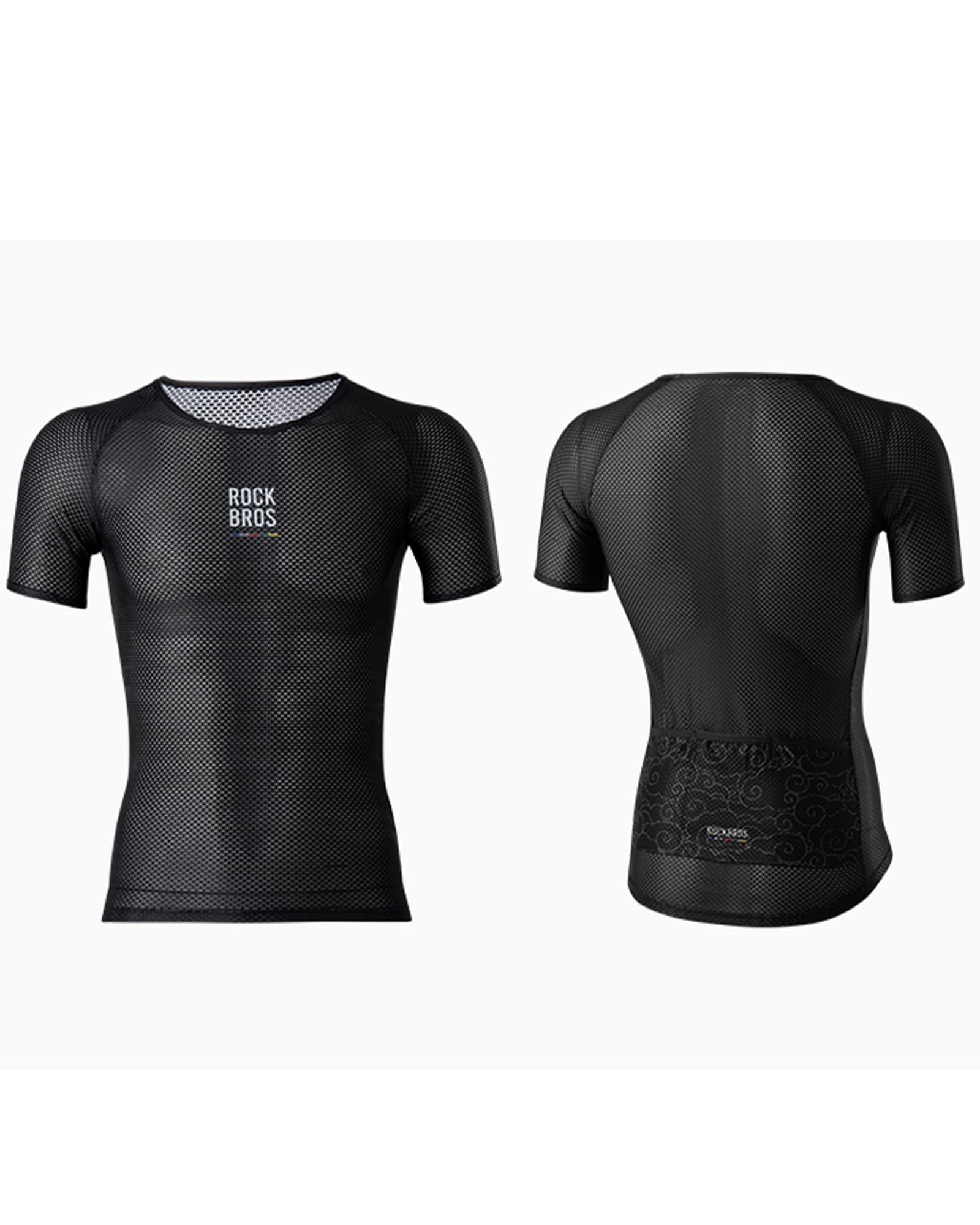 ROCKBROS Road to Sky Maglia Ciclismo Uomo, Intimo Estivo Elasticizzato, Canotta Ciclismo Mezza Manica Assorbente dal Sudore e Asciugatura Rapida per MTB, Bici da Corsa, Fitness, Running