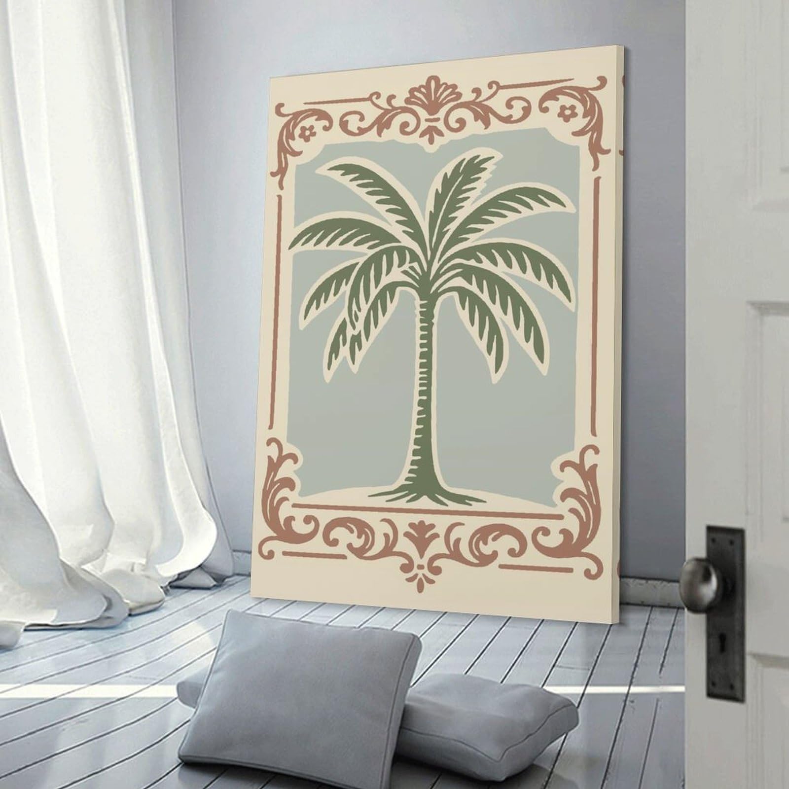 Junmoney Palm Tree in Decorative Frame Canvas Wall Picture 20x30inch(50x75cm), for Picture Wall Styling in Lounge Or Bedroom, Decorative Artwork with Flexible Styling