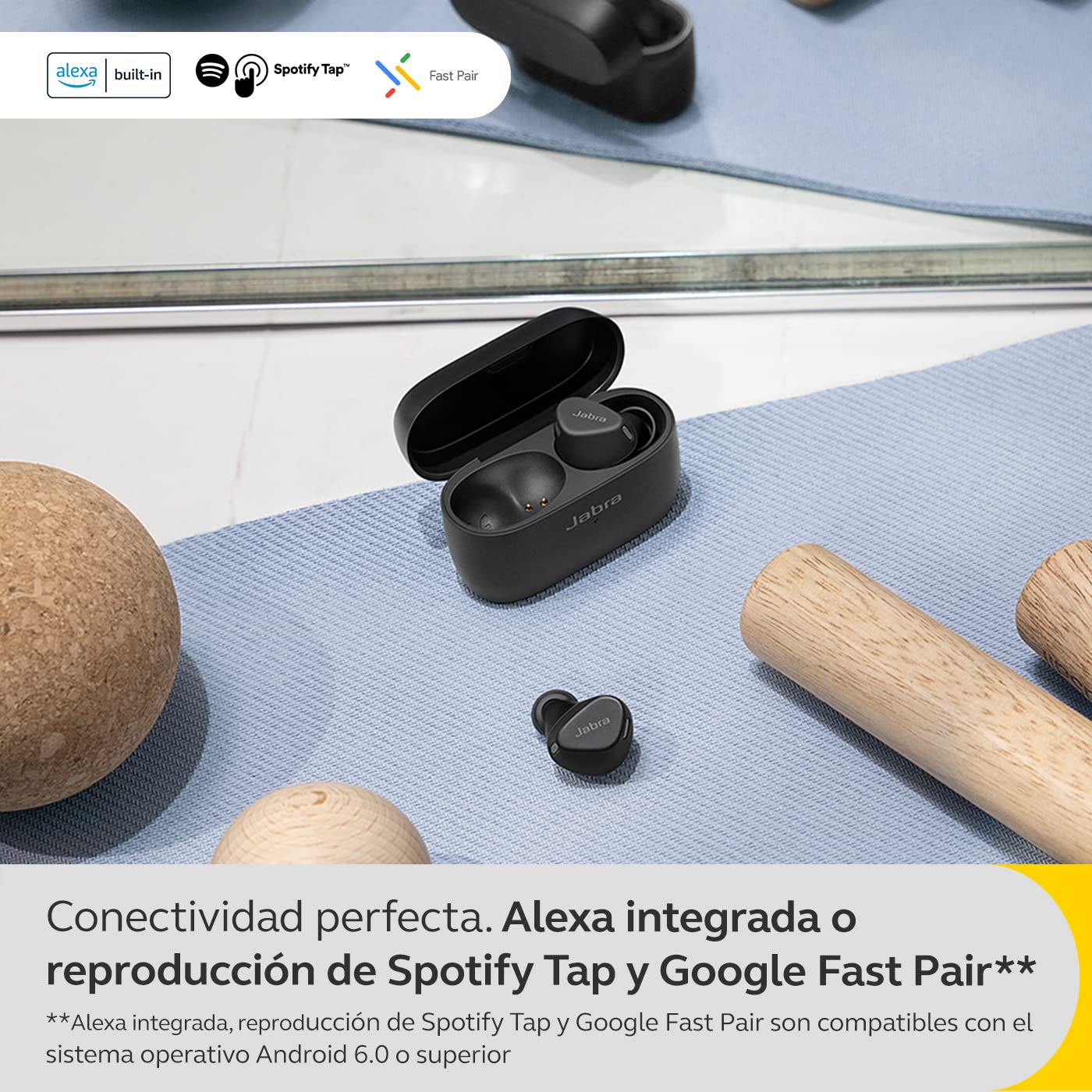 Jabra Elite 3 Active Auriculares Intraurales - Ajuste Deportivo, Cancelación Activa de Ruido (ANC) - Intrauriculares Bluetooth Inalámbricos Resistentes al Agua - Spotify Tap y Google Fast Pair - Negro