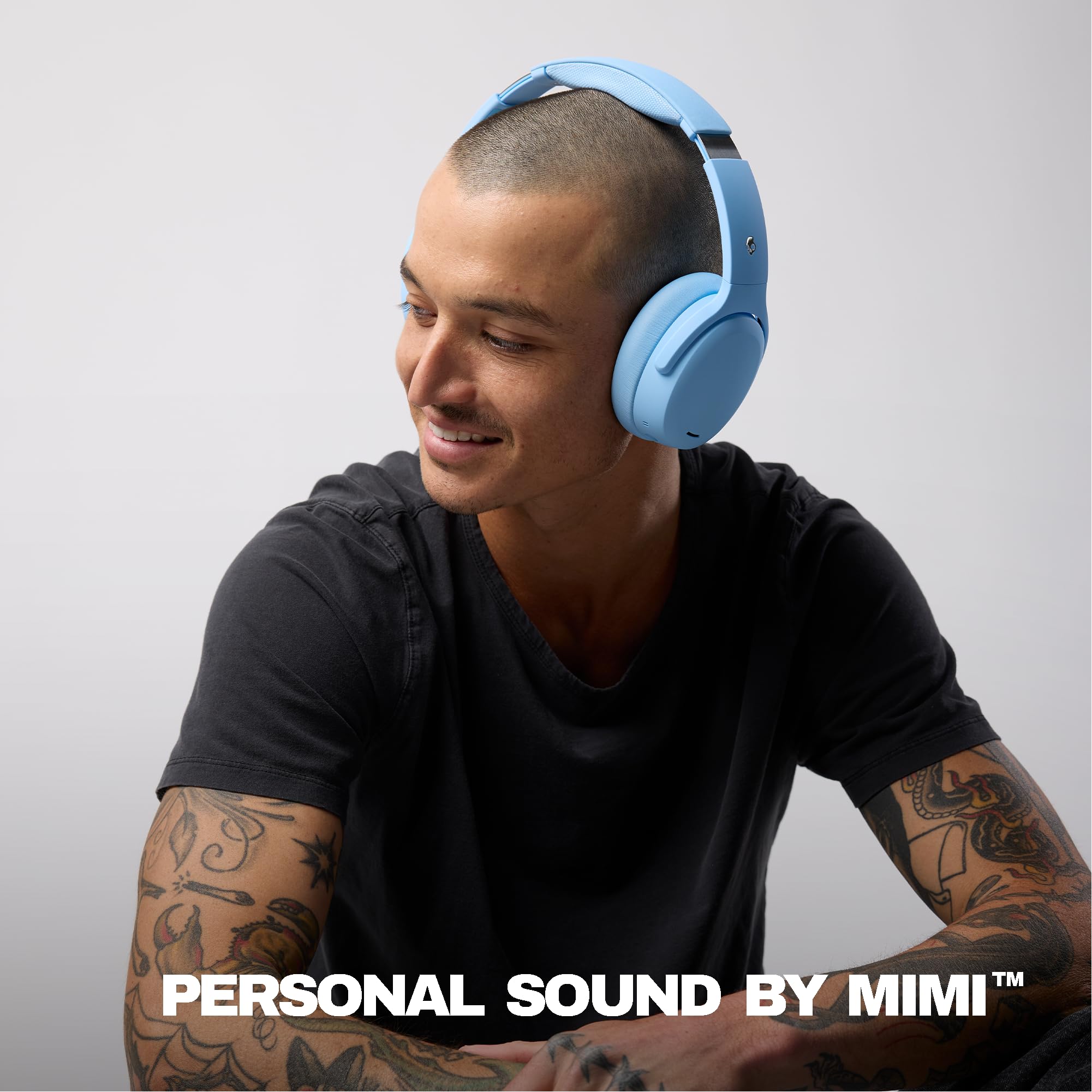 Skullcandy Crusher ANC 2 Wireless Bluetooth Over-Ear-Kopfhörer, Multisensorischem Bass, Active Noise Cancelling, 60 Stunden Akkulaufzeit - Hellblau