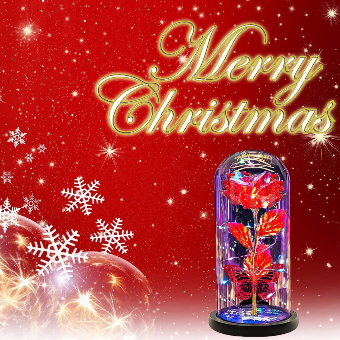 Mothers Day Rose Gifts for Mom Women, Glass Flower Rose Gifts Forever Eternal Crystal Light Up Rose in a Glass Dome, Presents for Birthday Gifts for Daughter Sister Wife Grandma Red
