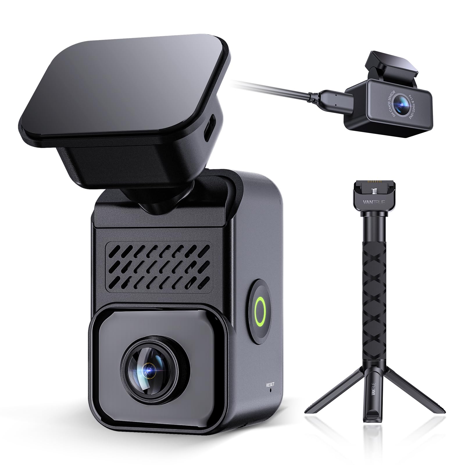 Vantrue E360 ACE 3 Channel WiFi Dash Cam, Dual STARVIS 2, 2.7K Front Rear Inside Dashcam, Handheld Action Camera, HDR, IR Night Vision, Voice Control, GPS, 24/7 Parking Mode, Support LTE & 1TB Max