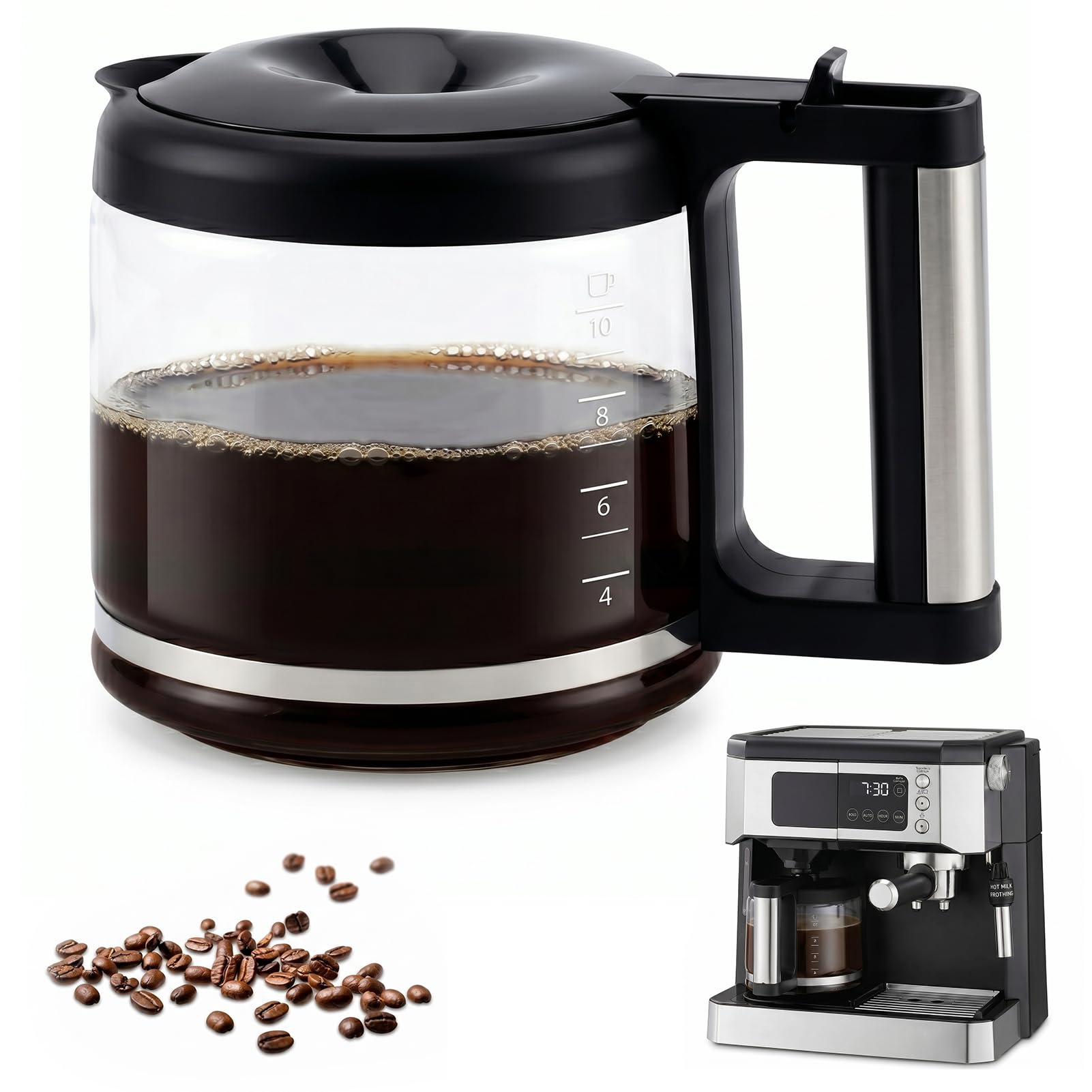 COM532M 10-Cup Glass Carafe Replacement for De'Longhi Coffee Maker