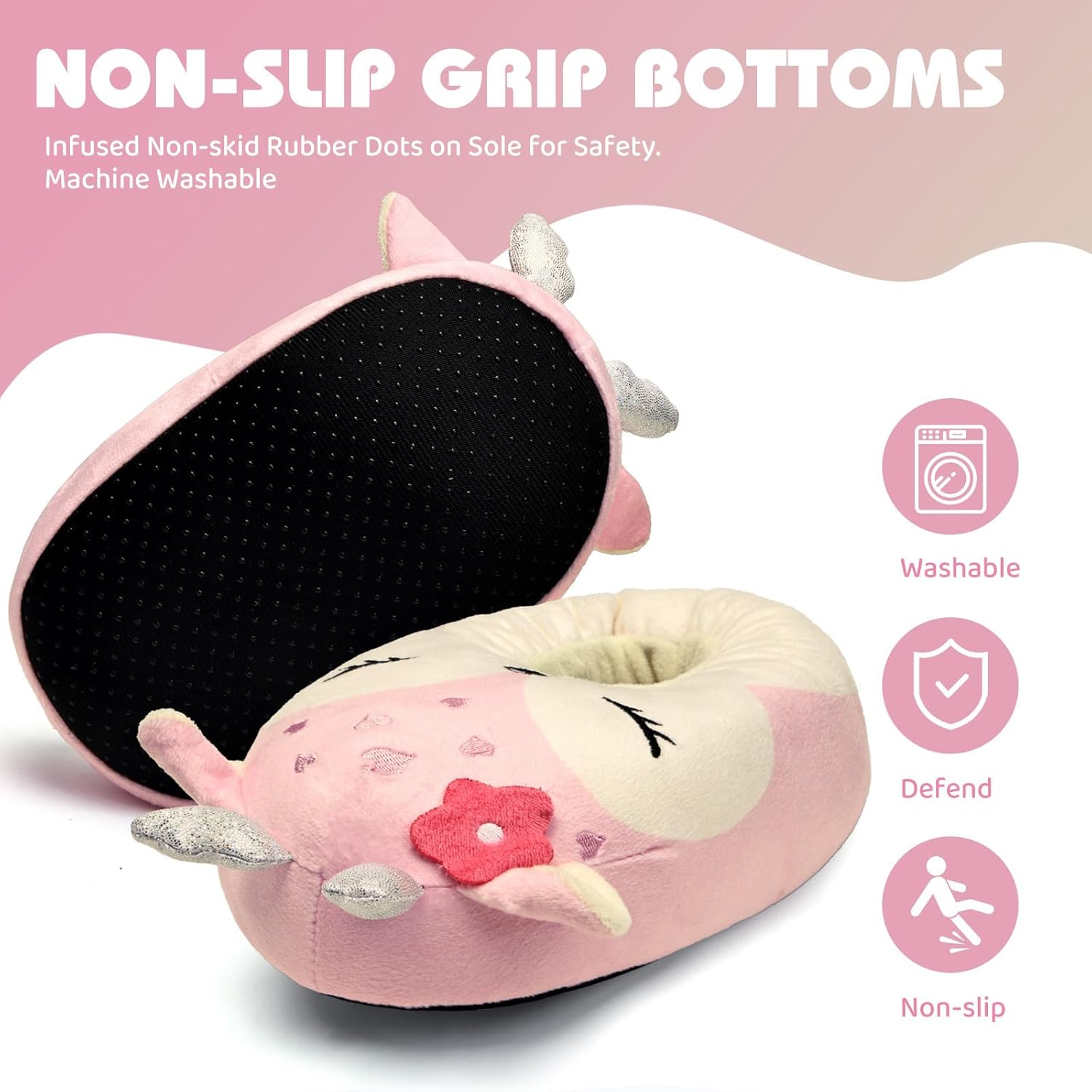 IceUnicorn Toddler Slippers Kids Cute Funny Animal House Shoes Girls Boys Christmas Plush Bedroom Indoor Slipper Washable - Image 6