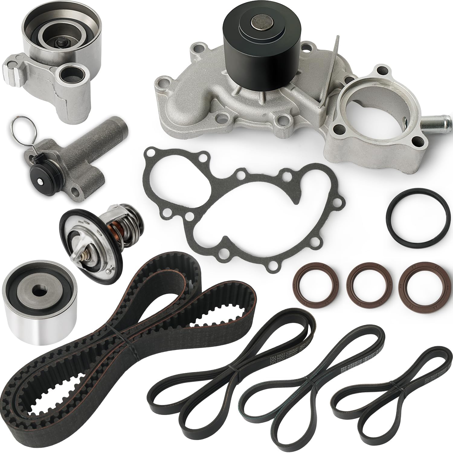 Engine Timing Belt Kit with Water Pump Compatible with 1996-2002 Toyota 4Runner 1995-2004 Toyota Tacoma 1995-1998 Toyota T100 2000-2004 Toyota Tundra 3.4L V6 Replace TKT-025 TKT025