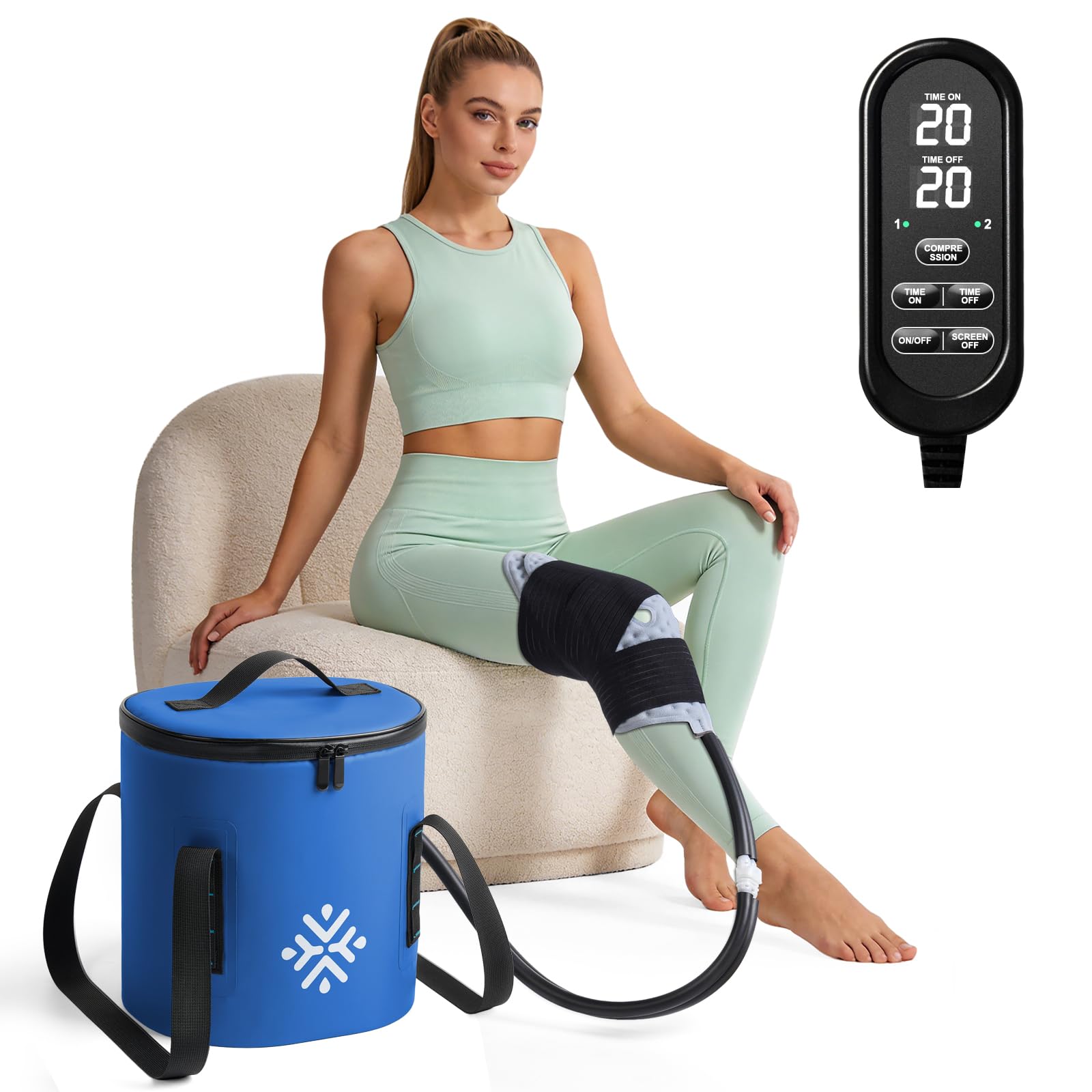 aero bear Ice Machine for Knee After Surgery w/Compression, Cold Therapy Machine for Hip Replacement, Cryo Cuff Wrap Pack for Shoulder Recovery, Cold