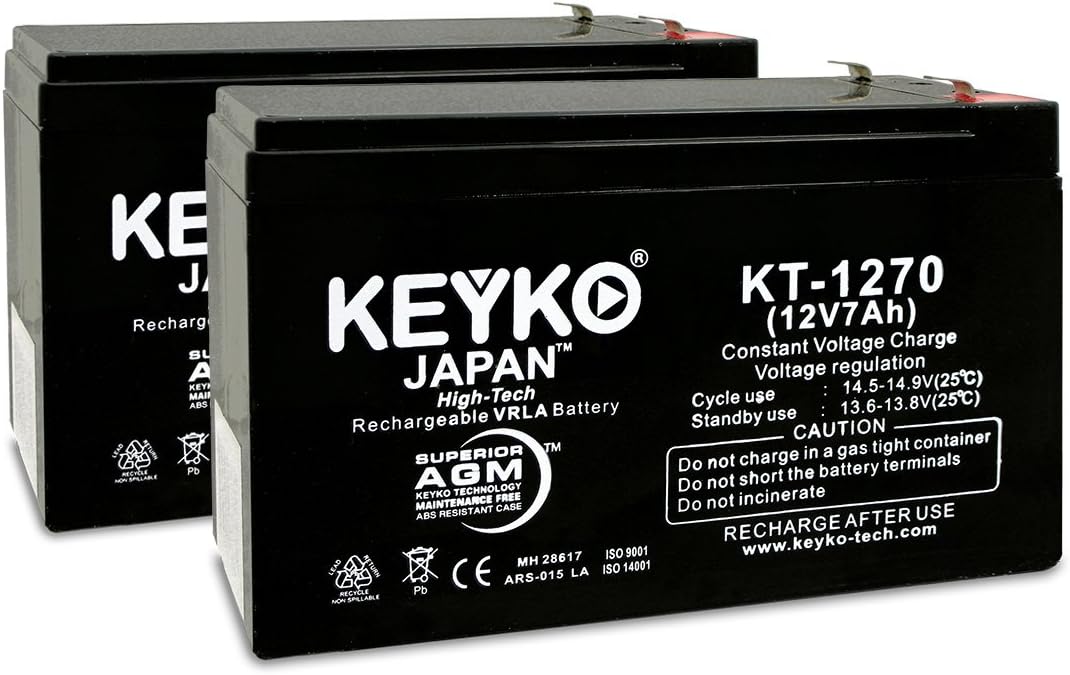 DSC Alarm Systems DSC BD7-12 12V 7Ah Replacement Battery SLA (Sealed Lead Acid) Genuine KEYKO ® (W/ F-1 Terminal)- 2 batteries