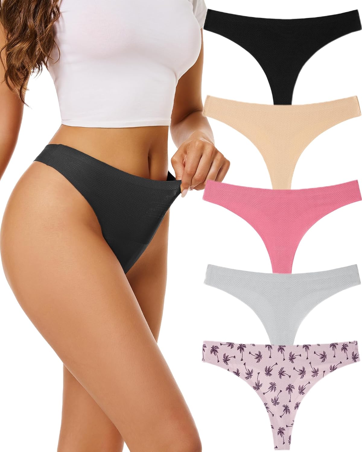 Seamless Thongs for Women Breathable No Show Thong Sexy Panties Underwear