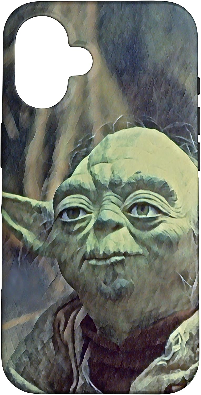 iPhone 16 Star Wars Yoda Face Illustration Sage Green Case