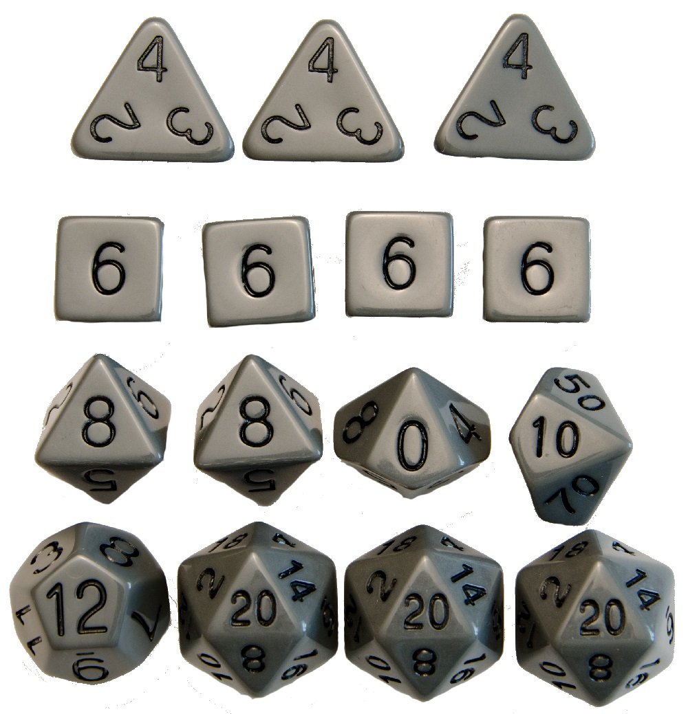 Amazon | Set of 15 Large High-Visibility Polyhedral Dice: Opaque