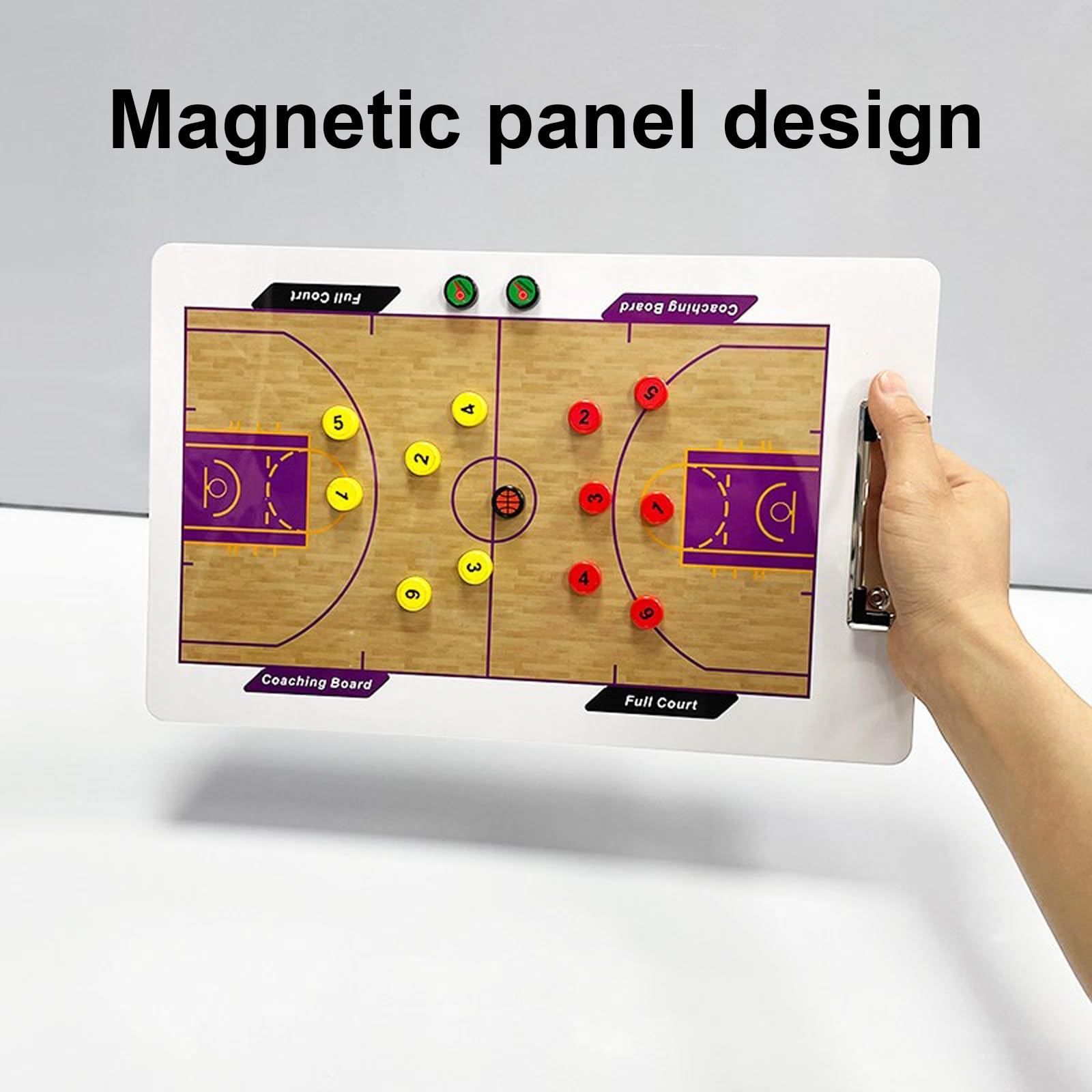 Basketball Dry Erase Coaches Klemmbrett, Doppelseitiges Löschbares Magnetisches Whiteboard, Glatte Schreiboberfläche, Inklusive Magnetischer Schachfiguren Einem Markierungsstift