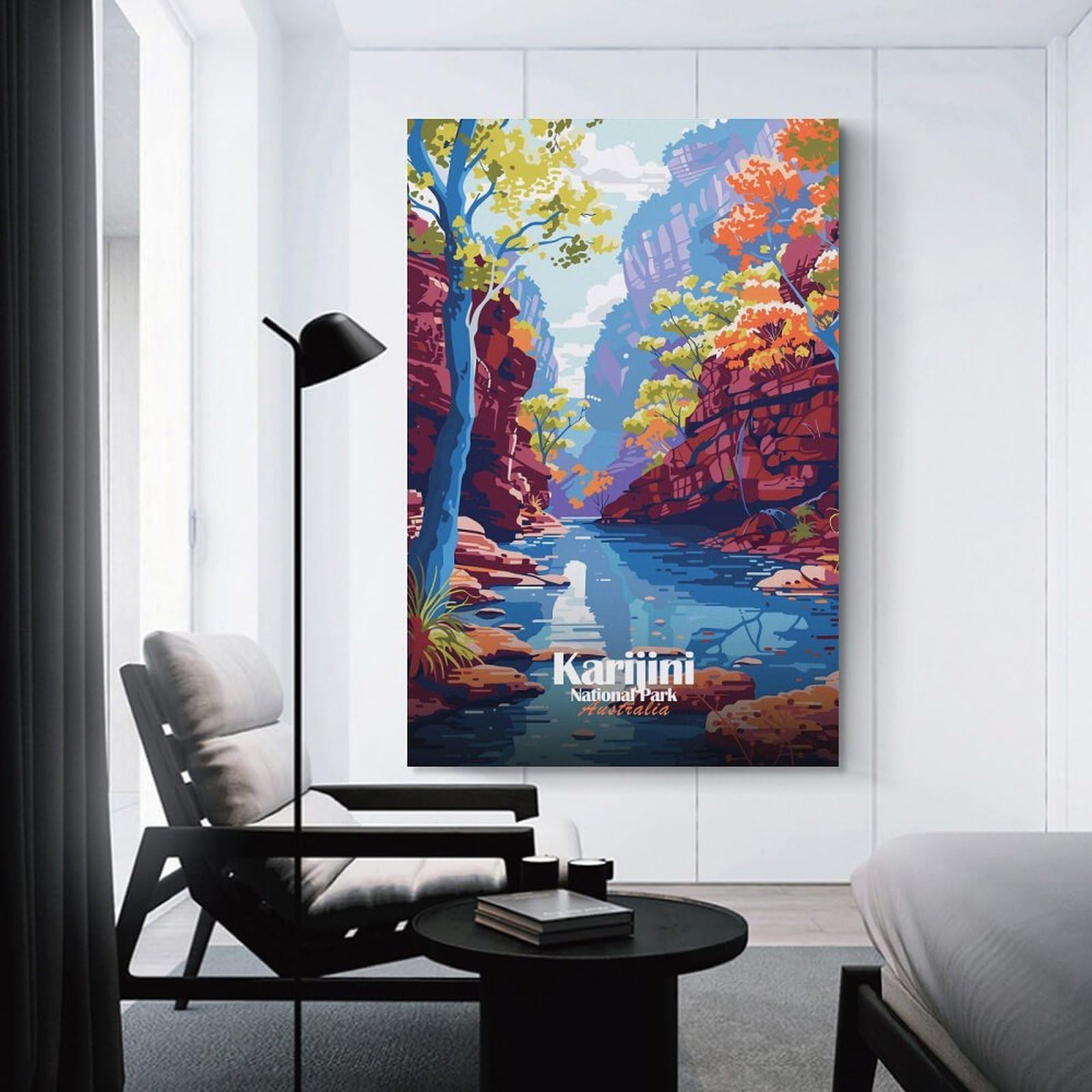 Junmoney Karijini National Park Australia Illustration Decorative Wall Artwork 08x12inch(20x30cm), for Living Room, Lounge Or Sitting Room, A Home Accent with Warm Character