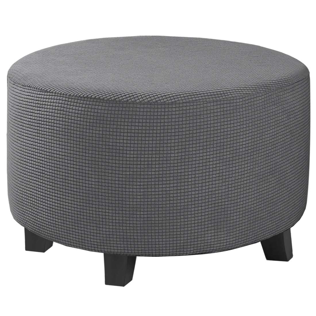 Photo 1 of H.VERSAILTEX Ottoman Cover Stretch Ottoman Slipcover Round Ottoman Storage Cover Folding Stool Covers Furniture Protector Cover for Footrest Ottoman Fit Dia 20" - 23", Gray Round-Medium Grey