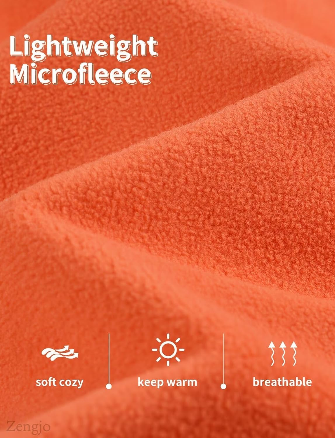 Zengjo Mens Quarter Zip Thin Fleece Pullover Shirt Lightweight 1/4-Zip Mock Neck Sweatshirt Thermal BaseLayer - Image 5