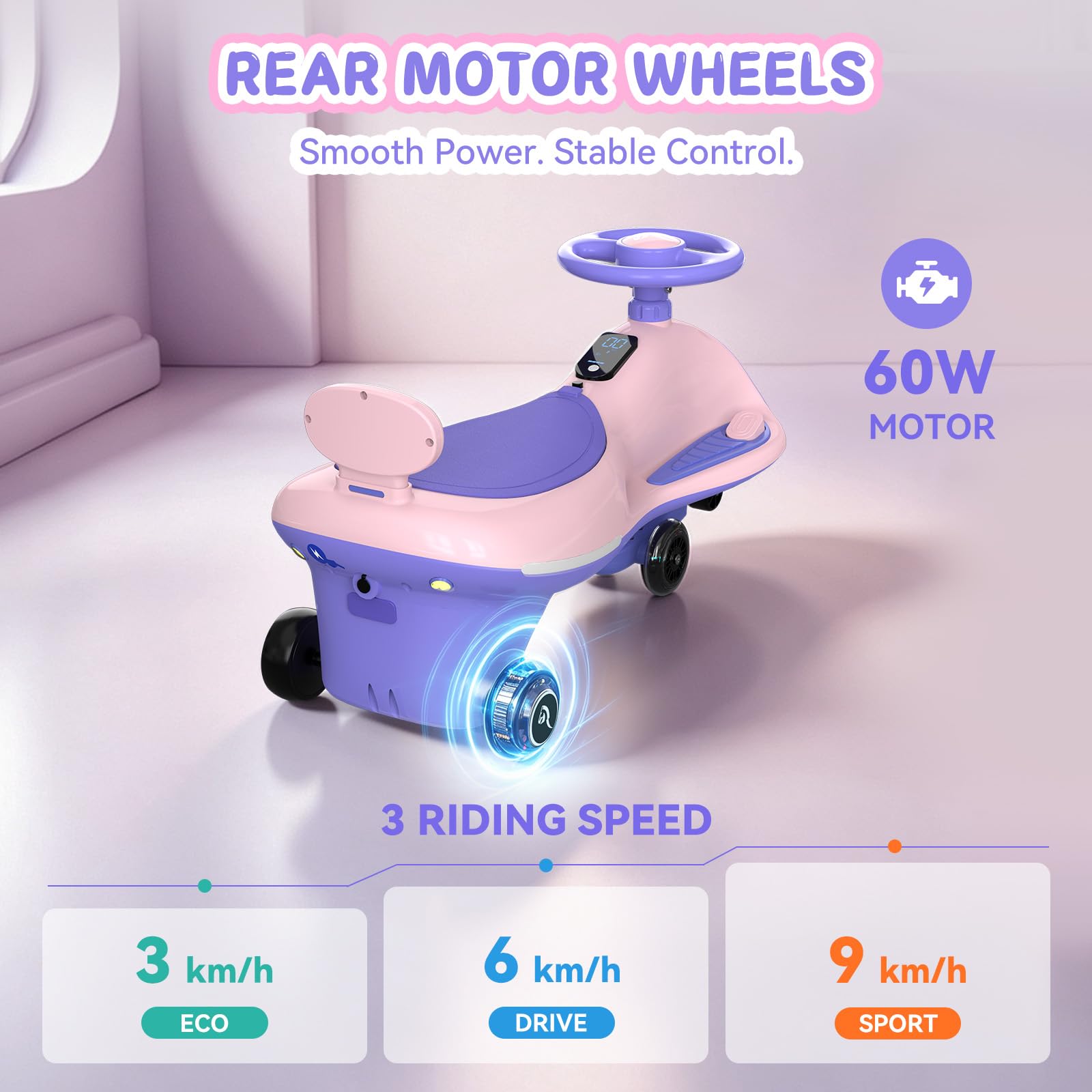 EVERCROSS EV7 Elektrisches Rutschauto Kinder ab 6 Jahren, Bluetooth & LED