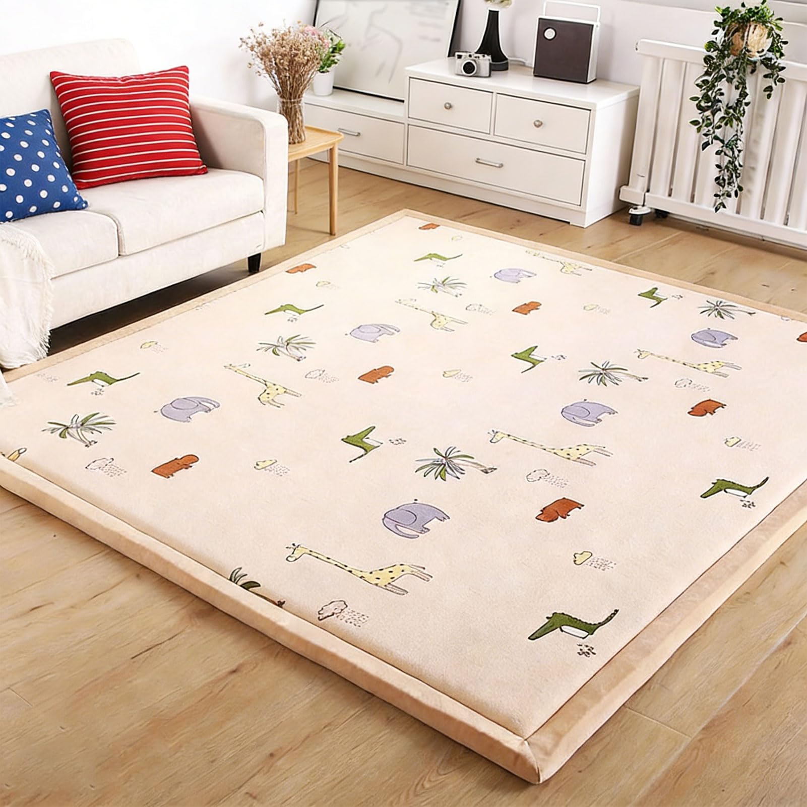 Tapis de jeu enfants antidérapant en velours épais tatami salon chambre 60x120 cm