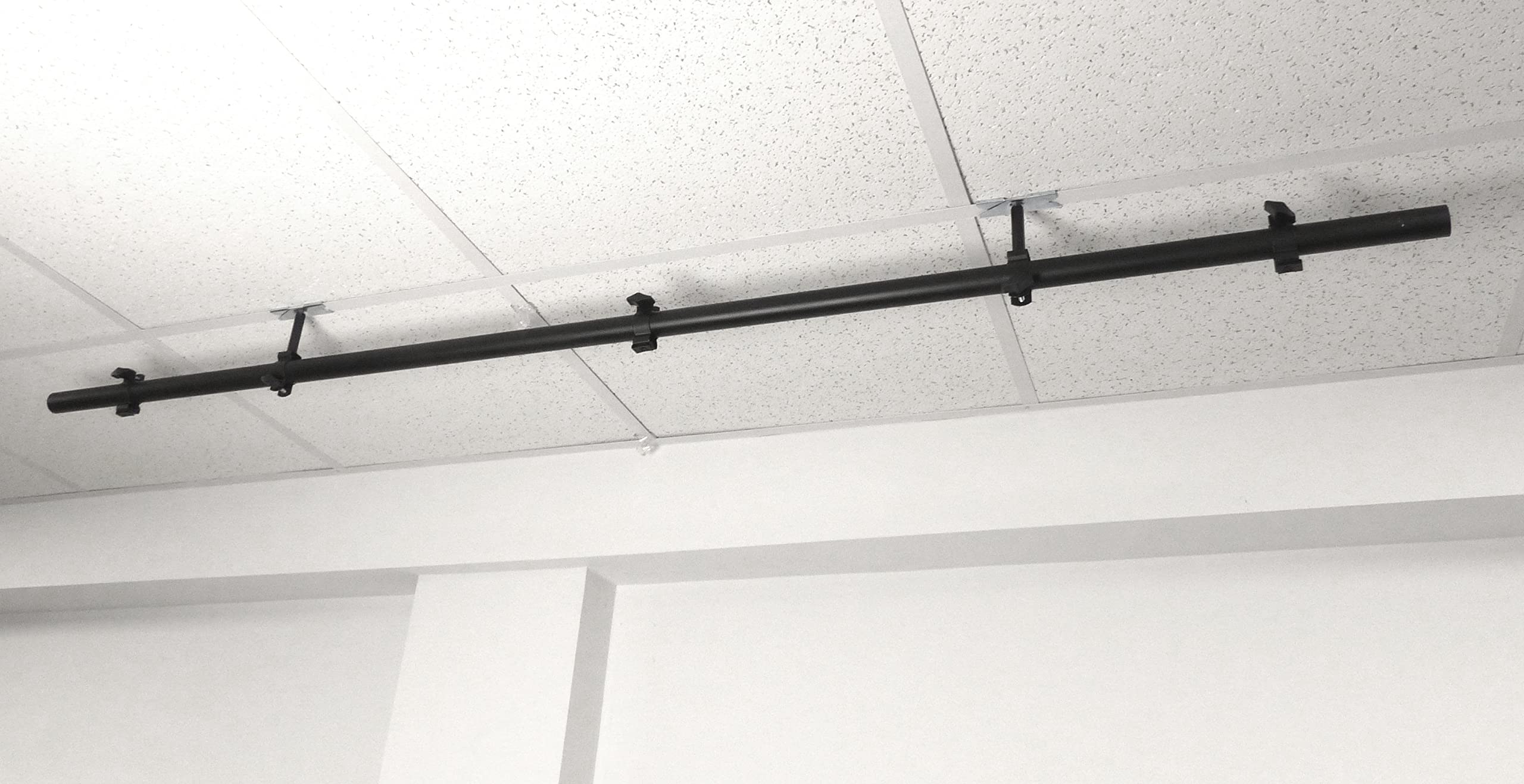 ALZO Suspended Drop Ceiling DJ, Band, Stage Light mounting bar with 15 ft Power Cord - White