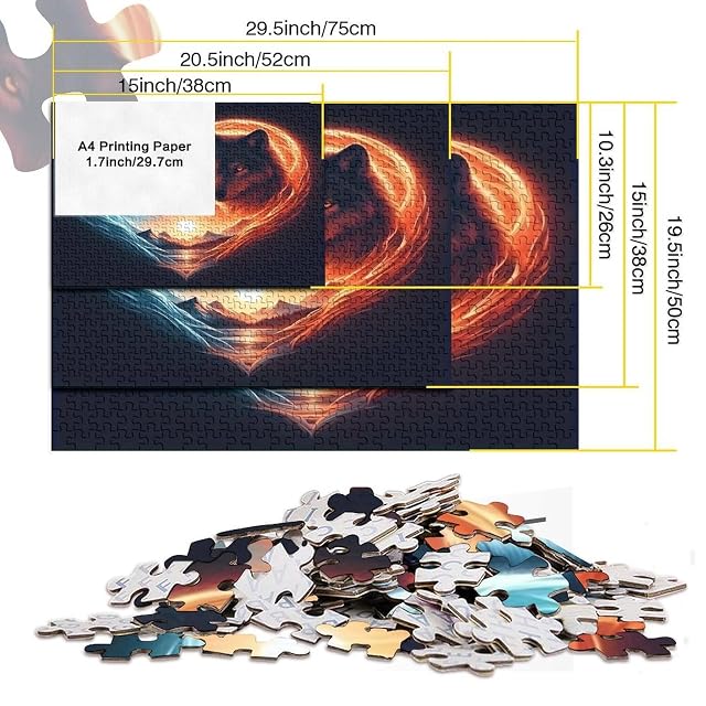 Foto 5 de 8 de Puzzle Símbolo de Lobo Corazón 1000 Piezas Cartón Reciclado Premium, Estimulante