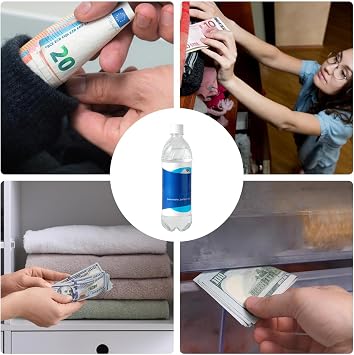SAFE WATER BOTTLE STORAGE TIN - Hidden Secret Money Container, Storage | Discreet Strong for Cash, Jewelry, Keys, Travel, Bedroom, Office