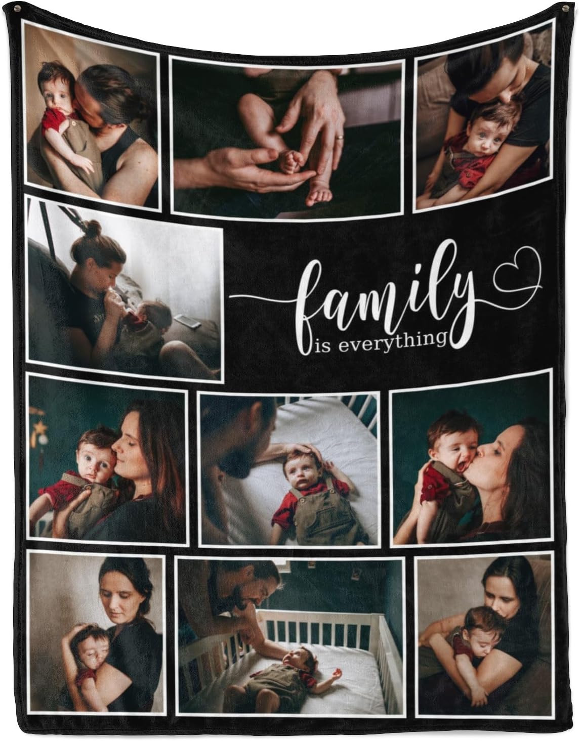 Personalized Picture Blankets with Family is Everything Custom Photo Blankets for Adults Mom Dad Grandma Pets Warm Baby Throw Blanket for Birthday Anniversary