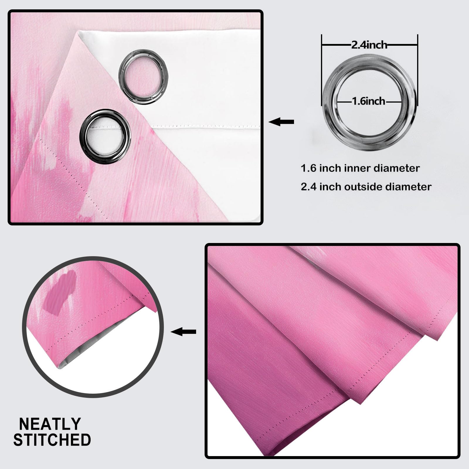 Rosa Vorhänge Blickdicht Pinkes Graffiti Vorhang 2er Set H 175 x B 140 cm, Ultra Soft Verdunklungsvorhänge mit Ösen Thermovorhang Geometrie Gardinen für Schlafzimmer Küche