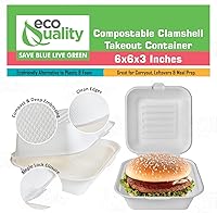 Vista 5 de Recipientes de comida para llevar con cubierta cuadrada compostable con bisagras de 6x6,Contenedores desechables para llevar, contenedores