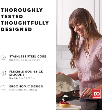 DI ORO Silicone Spatula Set - Rubber Kitchen Spatulas for Baking, Cooking, Mixing - 600F Heat-Resistant & BPA Free Silicone Scraper Spatulas for Nonstick Cookware - Dishwasher Safe (3pc, Black)
