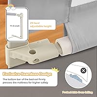 Vista 5 de BABY JOY Riel de cama para niños pequeños, 47 pulgadas de largo, altura ajustable y plegable, protector de riel de cama de bebé con bolsillo