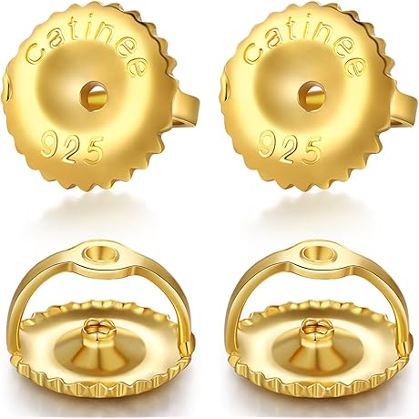 14k Gold Plated 2 Pairs Screw On Twist Earring Backs for Studs