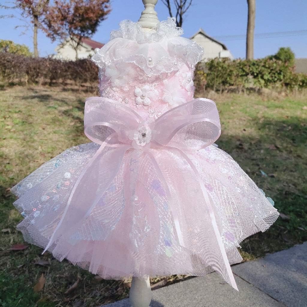 Hadmade Dog Wedding Dress Marriage Pet Clothing for Dog Skirt Tutu Cats Chihuahua Yorkshire Puppy Dresses Small Dog Clothes (Color : Blue Size : Small) (Pink Medium)